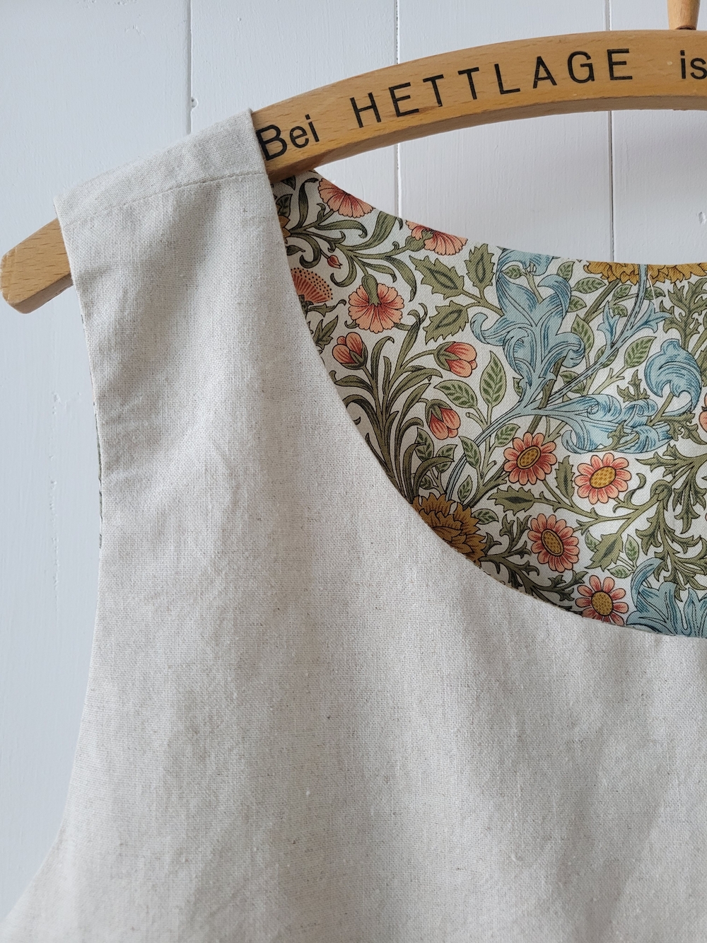 Sleeveless Floral A-line Dress in Sage, Mustard & Cream - Picture 7 of 8